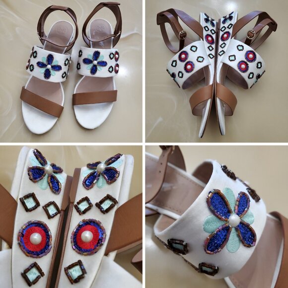 Tory Burch Estella Embellished Sandal Size 10 - Picture 1 of 16